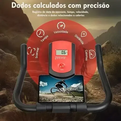 Bicicleta Spinning Ergométrica Para Exercícios Com Monitor Profissional Sport Suporta até 120kg — Preta