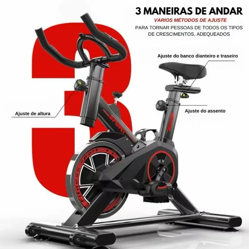 Bicicleta Spinning Ergométrica Para Exercícios Com Monitor Profissional Sport Suporta até 120kg — Preta