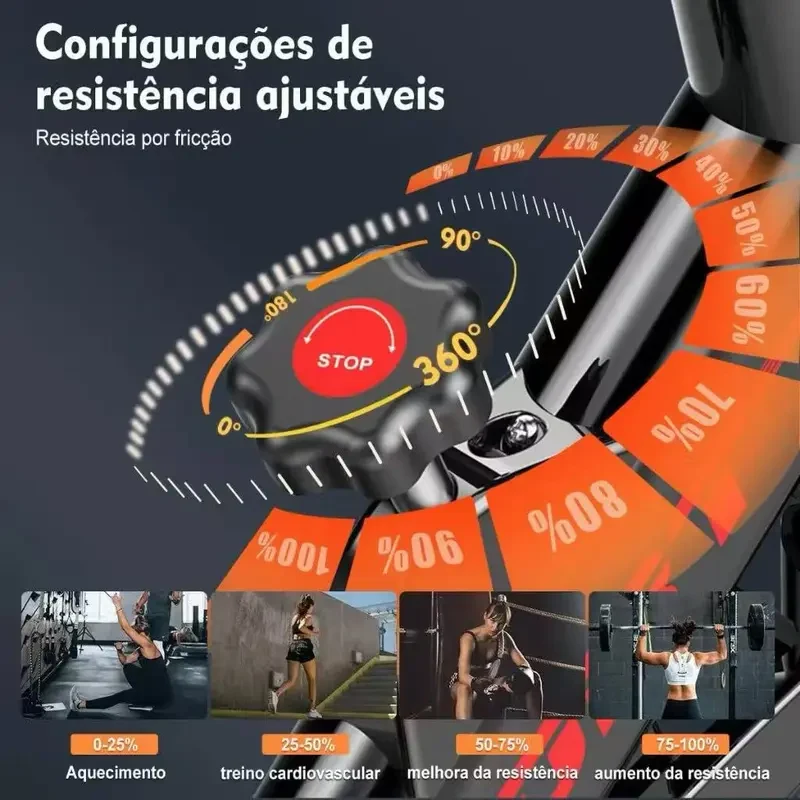 Bicicleta Spinning Ergométrica Para Exercícios Com Monitor Profissional Sport Suporta até 120kg — Preta