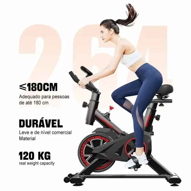 Bicicleta Spinning Ergométrica Para Exercícios Com Monitor Profissional Sport Suporta até 120kg — Preta